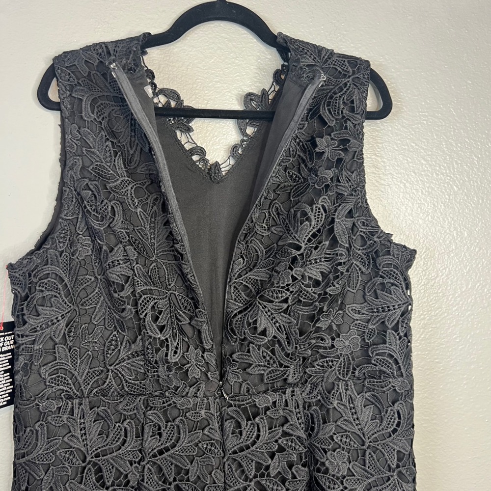 Jessica London Black Lace Midi Dress Plus Sz 20W Sleeveless LBD V-Neck Lined NWT - Picture 11 of 12